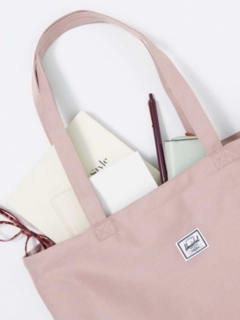 Herschel Supply Co. Mauve Taupe Large Shopper Tote Canvas Travel Work Bag - Picture 2 of 15